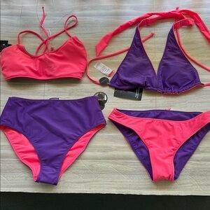 No Boundaries NWT Reversible Pink and Purple High Waisted Bikini Bottom